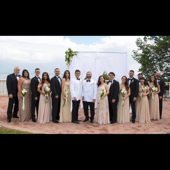 Dessy Collection Lux Off The Shoulder Chiffon Gown - Picture 9 of 9